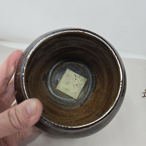 Studio Pottery Handmade Vase Signed Ti Marie 2001 Vintage Earth Tone Brown-Black - Picture 5 of 10